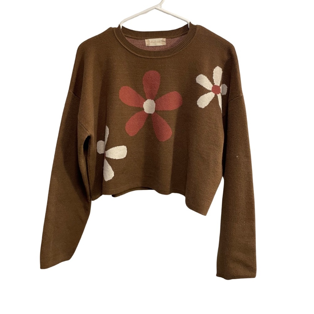 Altar'd State Brown Floral Cropped Sweater NWT